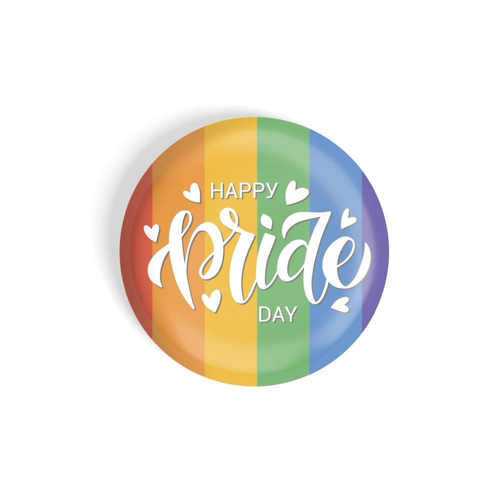 dhcrafts Round Fridge Magnet Multicolor Color LGBTQ Happy Pride Day D14 Glossy Finish Design Pack of 1 (58 mm)
